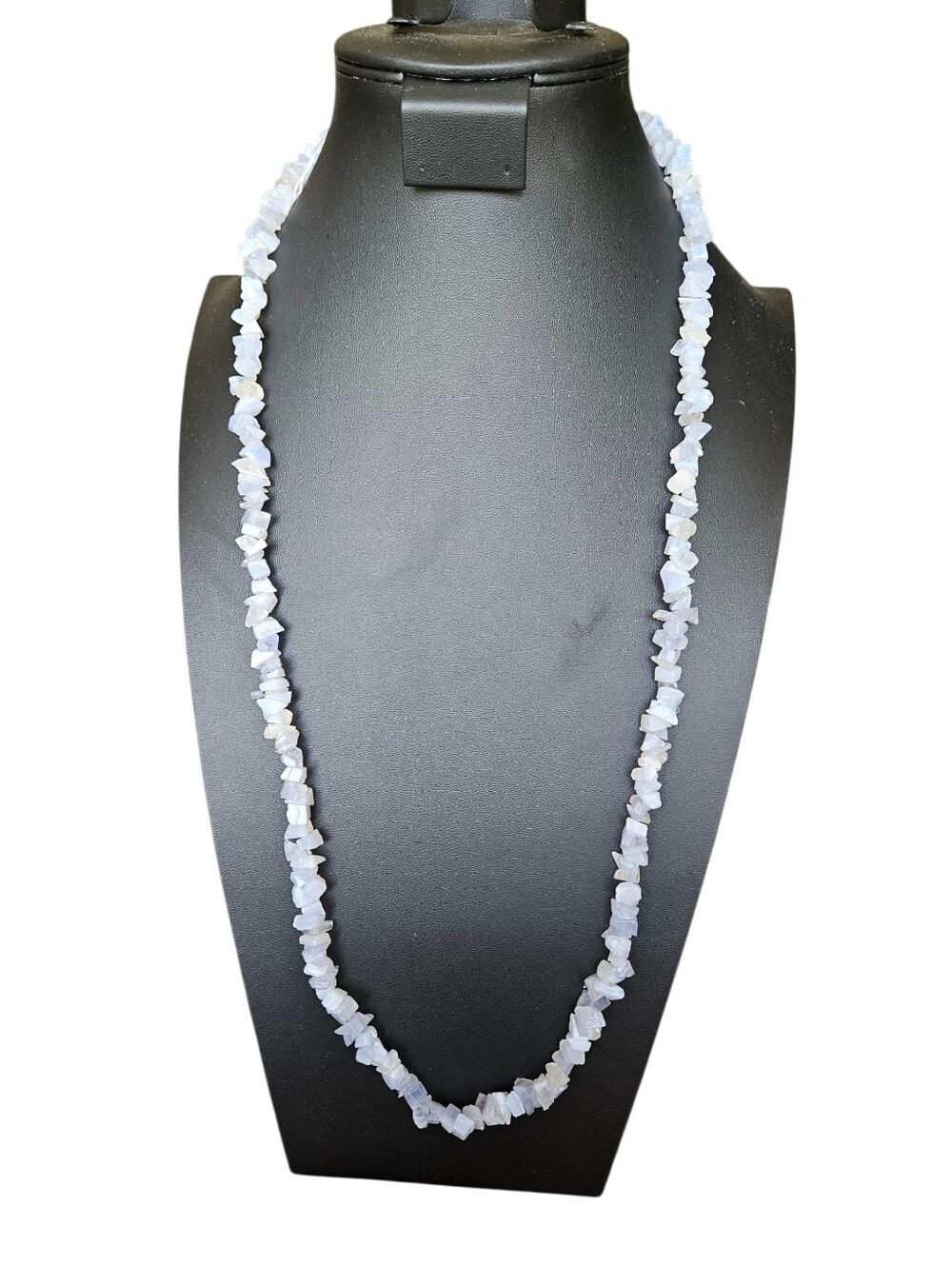 Vintage Blue Lace Agate Necklace 30"